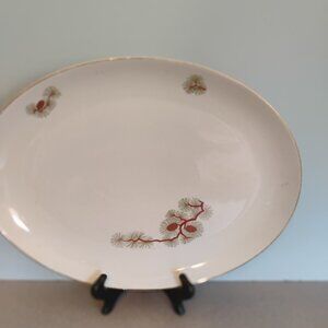 Fukagawa Arita Pine Cone Pattern Large Oval Platter, Very Rare 16"